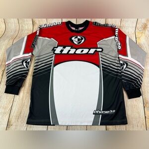 Mens Vintage THOR Motocross Jersey Red Long Sleeve Moto Racing Phase 3.0 Large